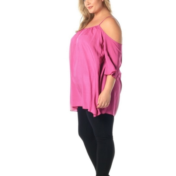 Charming Lilac Cold Shoulder Plus Size Top - Picture 3 of 6